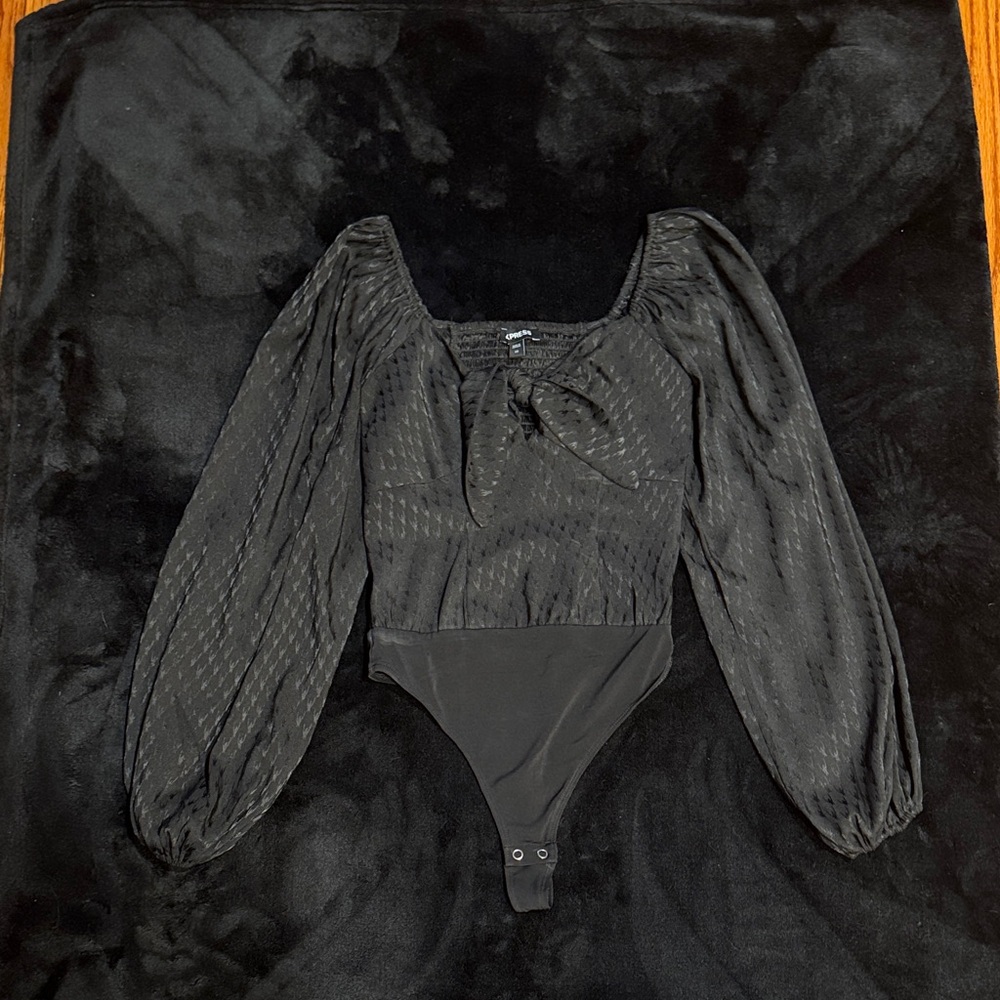 Express Black Textured Bodysuit